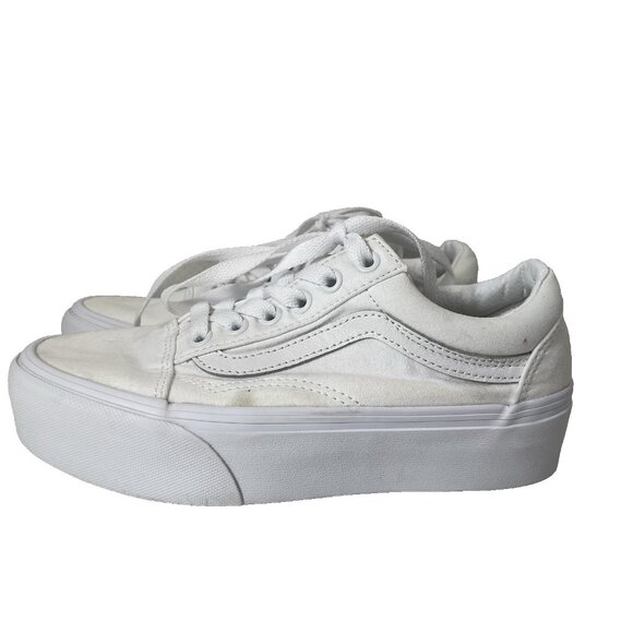 Vans Ward Platform Shoes Womens 5 Solid True White Sneaker Low Top Casual Preppy - Picture 2 of 10